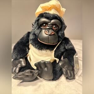 1995 24k Polar Puff Chef Gorilla Plush Stuffed Monkey 8"